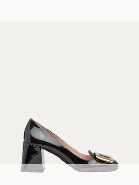 Miu Miu NIB Patent Buckle Block-Heel Pumps (ORIG.$950) SIZE(8.5) (38.5EU) BLACK